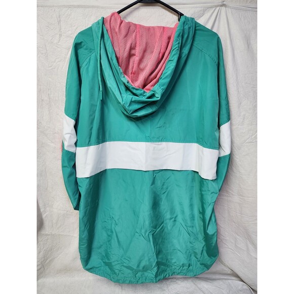 CSG 80s Retro Quarter Zip Pullover hooded Windbreaker Aqua/Pink Men's Size L - Picture 15 of 16